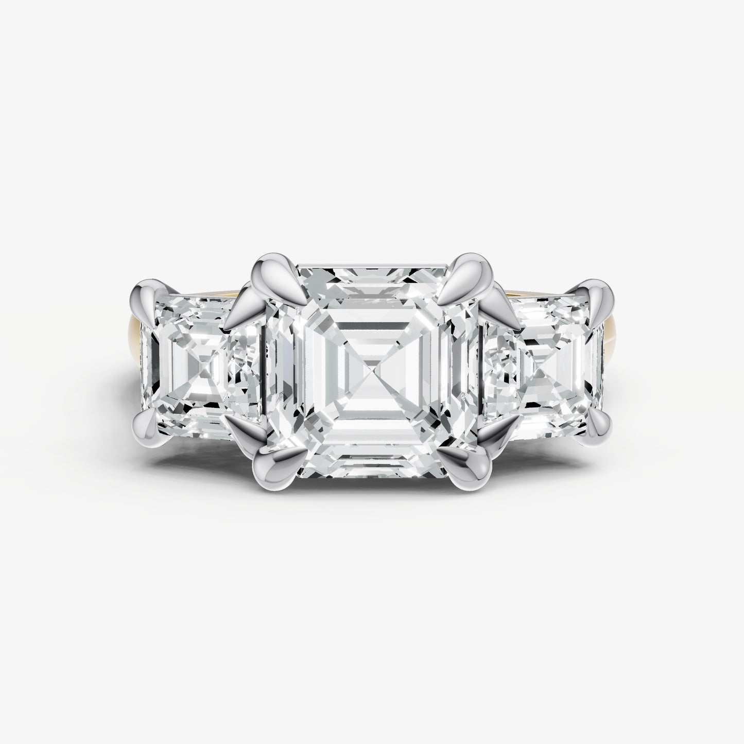 Asscher Trellis Three-Stone Engagement Ring with 0.80ct Side Stones