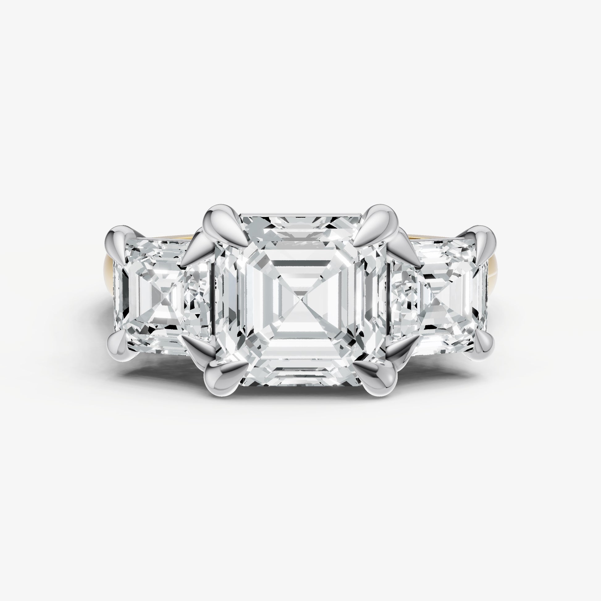 Asscher Trellis Three-Stone Engagement Ring with 0.80ct Side Stones