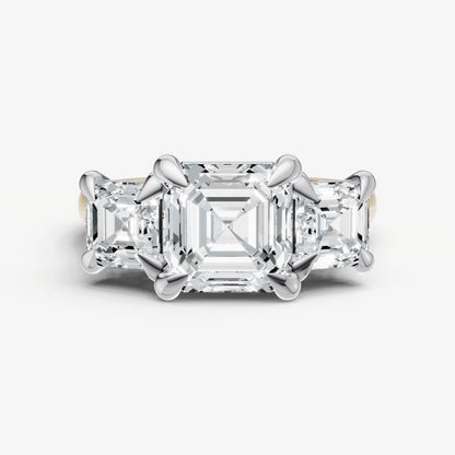 Asscher Trellis Three-Stone Engagement Ring with 0.80ct Side Stones