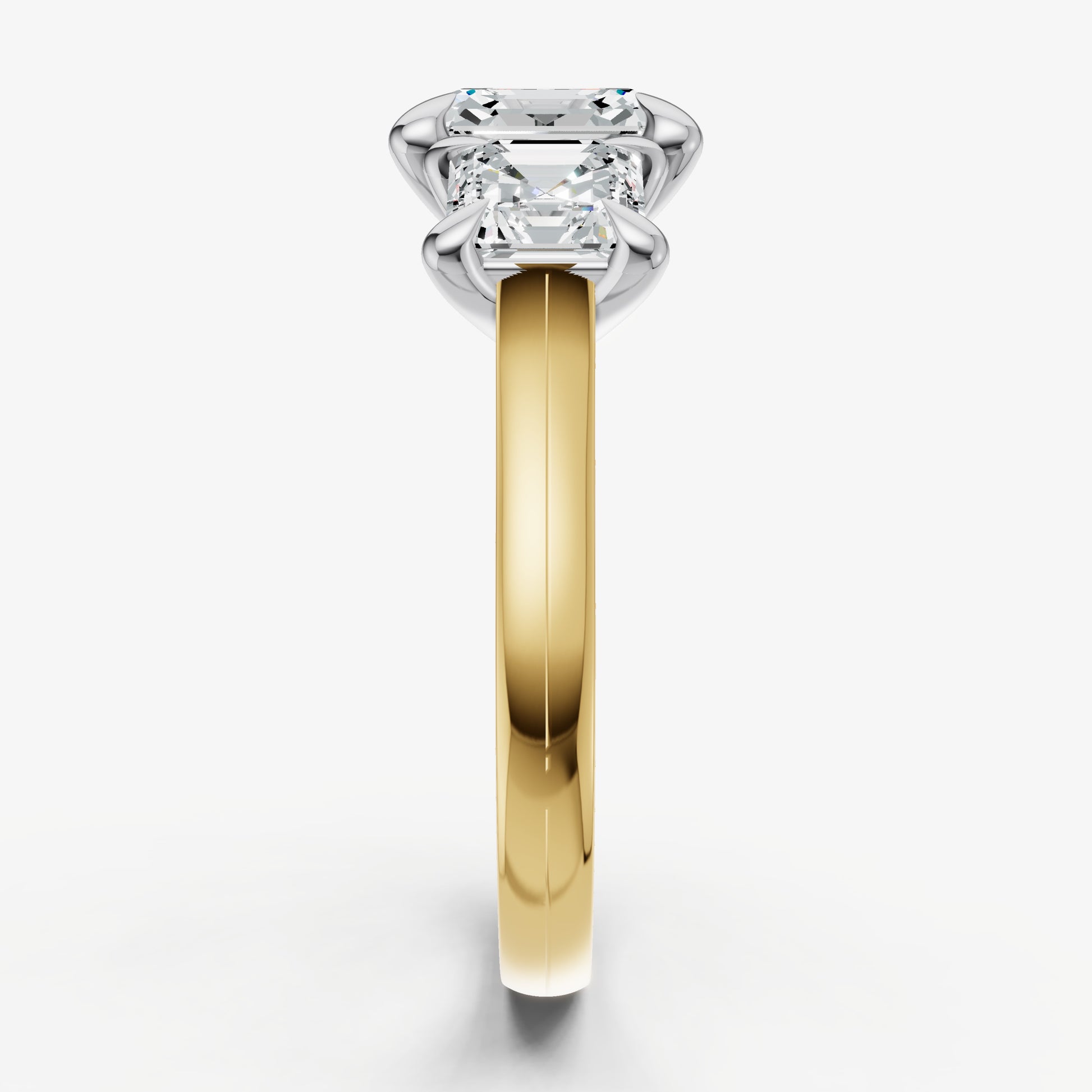 Asscher Trellis Three-Stone Engagement Ring with 0.80ct Side Stones