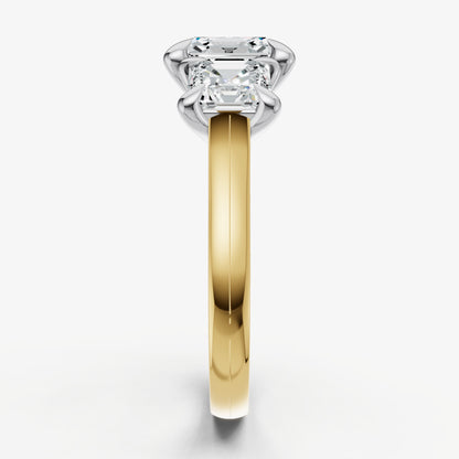 Asscher Trellis Three-Stone Engagement Ring with 0.80ct Side Stones