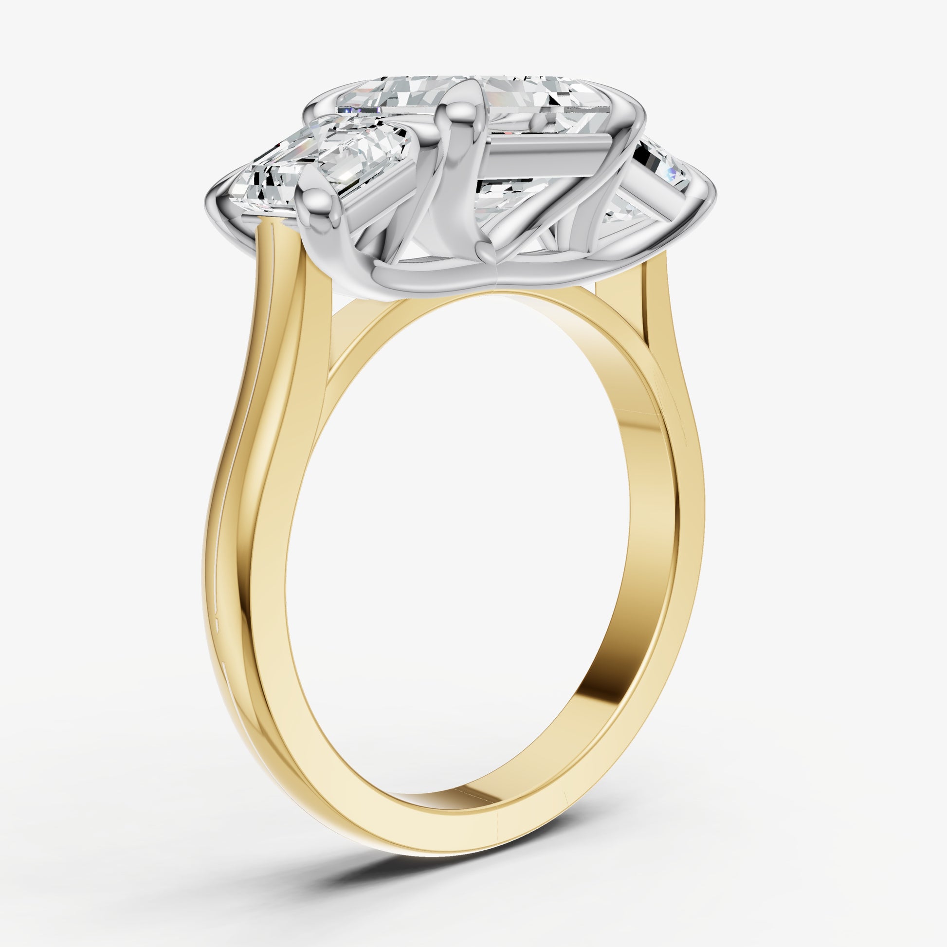 Asscher Trellis Three-Stone Engagement Ring with 0.80ct Side Stones