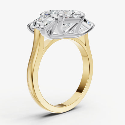 Asscher Trellis Three-Stone Engagement Ring with 0.80ct Side Stones