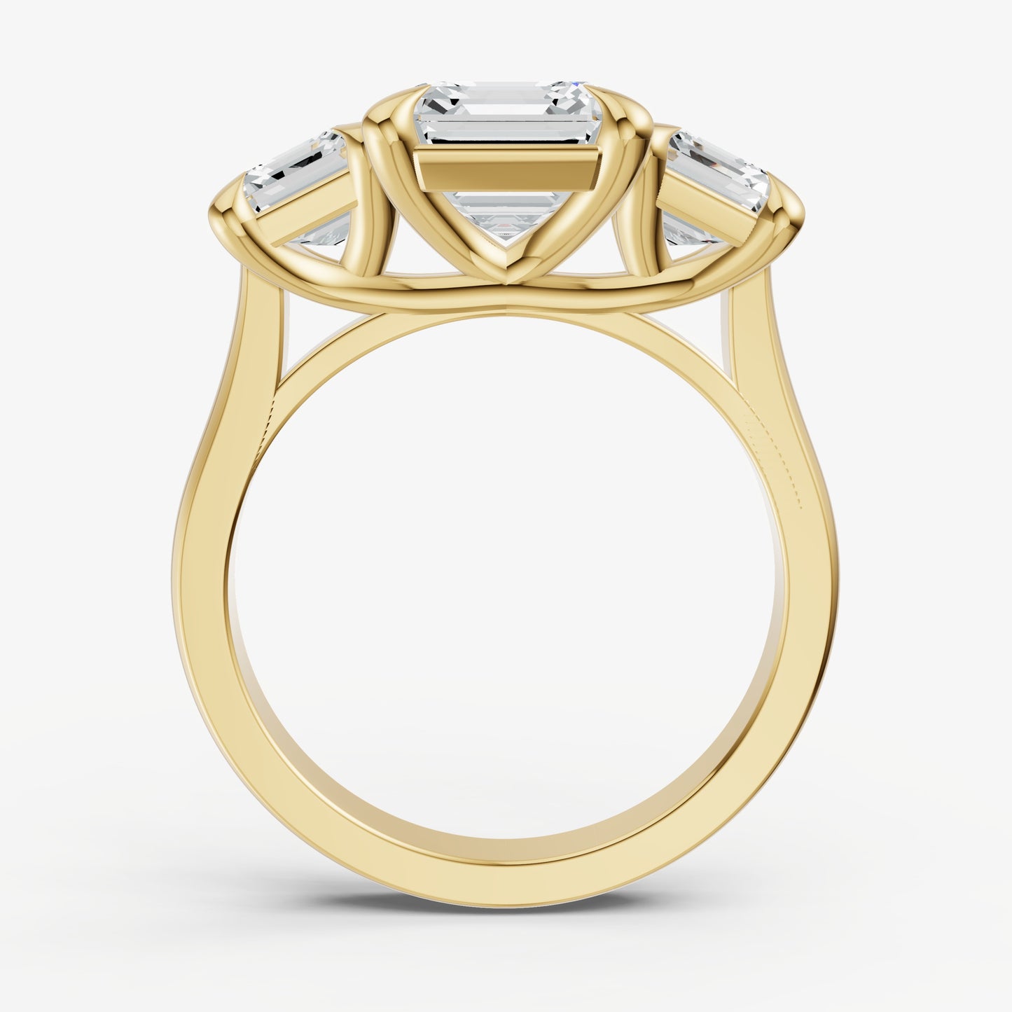 Asscher Trellis Three-Stone Engagement Ring with 0.80ct Side Stones