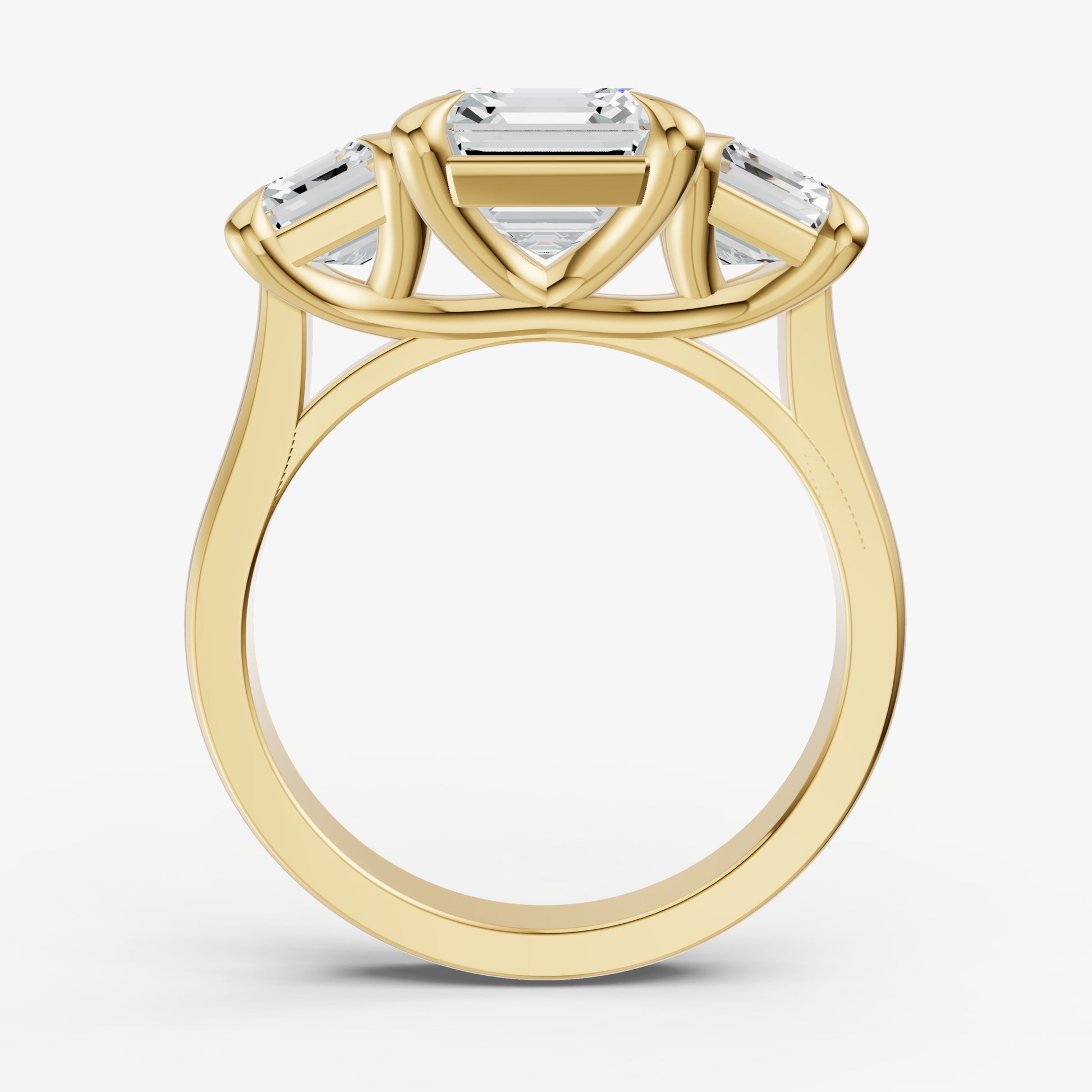 Asscher Trellis Three-Stone Engagement Ring with 0.80ct Side Stones