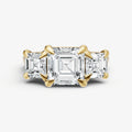 Asscher Trellis Three-Stone Engagement Ring with 0.80ct Side Stones