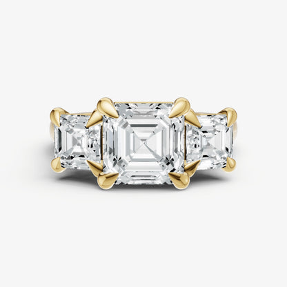 Asscher Trellis Three-Stone Engagement Ring with 0.80ct Side Stones