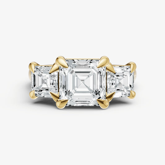 Asscher Trellis Three-Stone Engagement Ring with 0.80ct Side Stones