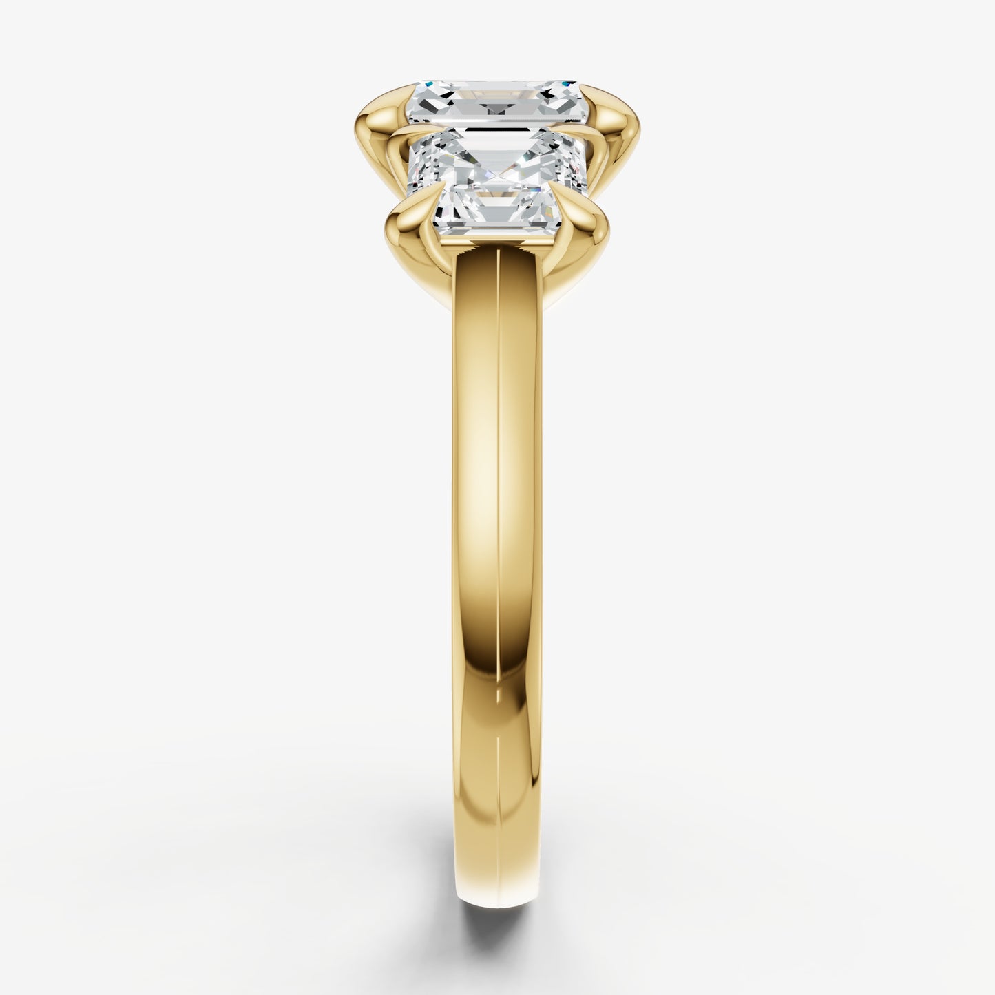 Asscher Trellis Three-Stone Engagement Ring with 0.80ct Side Stones