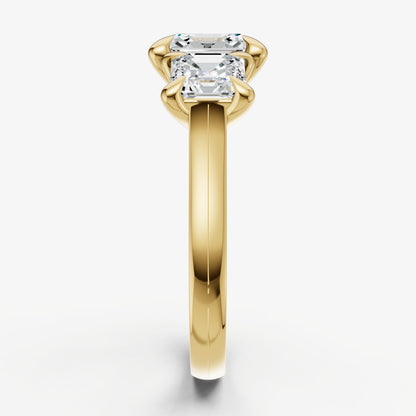 Asscher Trellis Three-Stone Engagement Ring with 0.80ct Side Stones