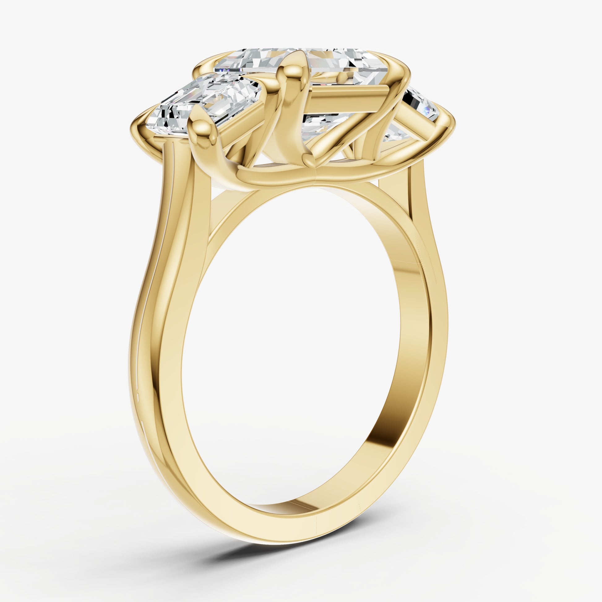 Asscher Trellis Three-Stone Engagement Ring with 0.80ct Side Stones