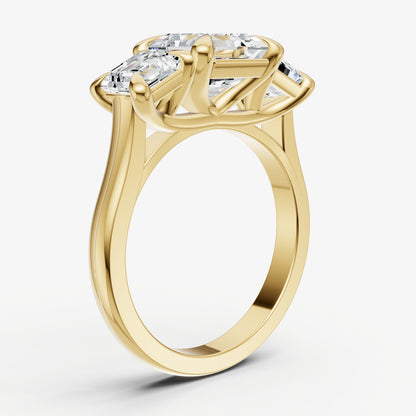 Asscher Trellis Three-Stone Engagement Ring with 0.80ct Side Stones