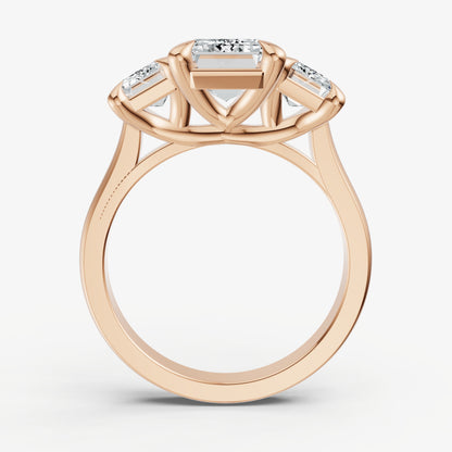 Emerald Trellis Three-Stone Engagement Ring with 0.80ct Side Stones