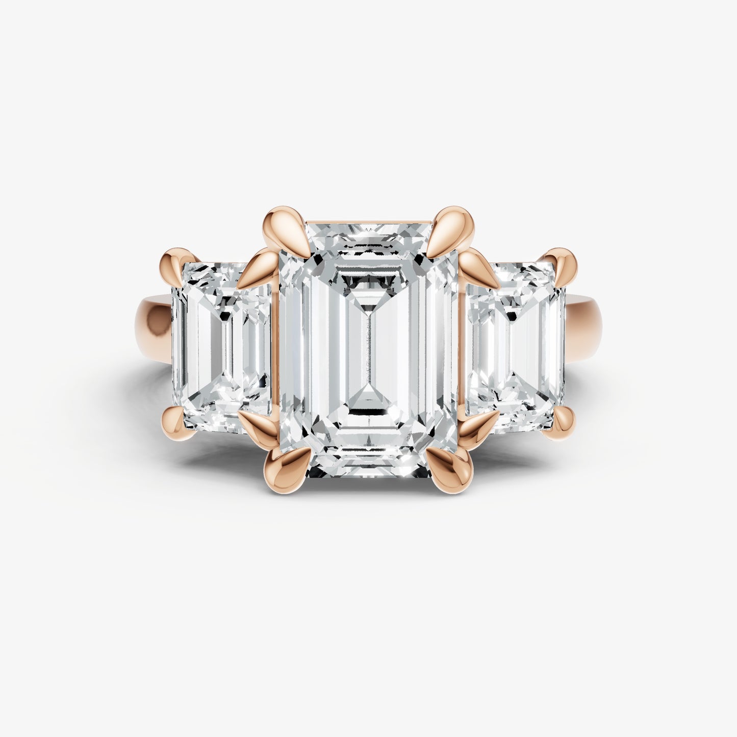 Emerald Trellis Three-Stone Engagement Ring with 0.80ct Side Stones