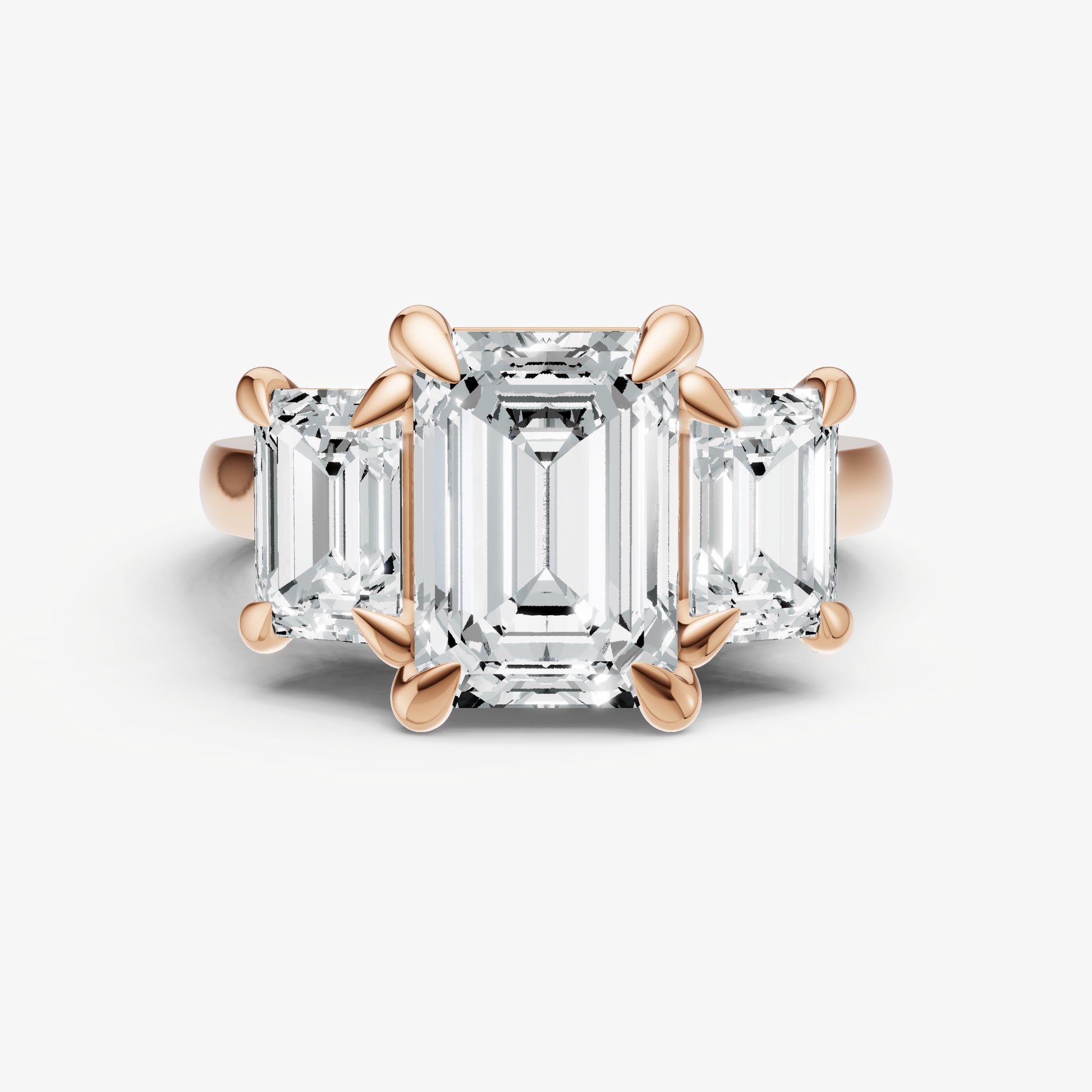 Emerald Trellis Three-Stone Engagement Ring with 0.80ct Side Stones