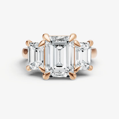 Emerald Trellis Three-Stone Engagement Ring with 0.80ct Side Stones