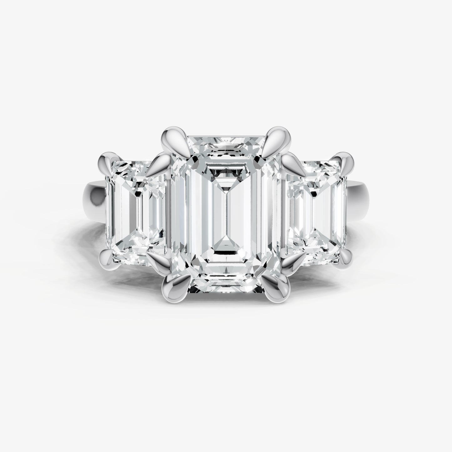 Emerald Trellis Three-Stone Engagement Ring with 0.80ct Side Stones