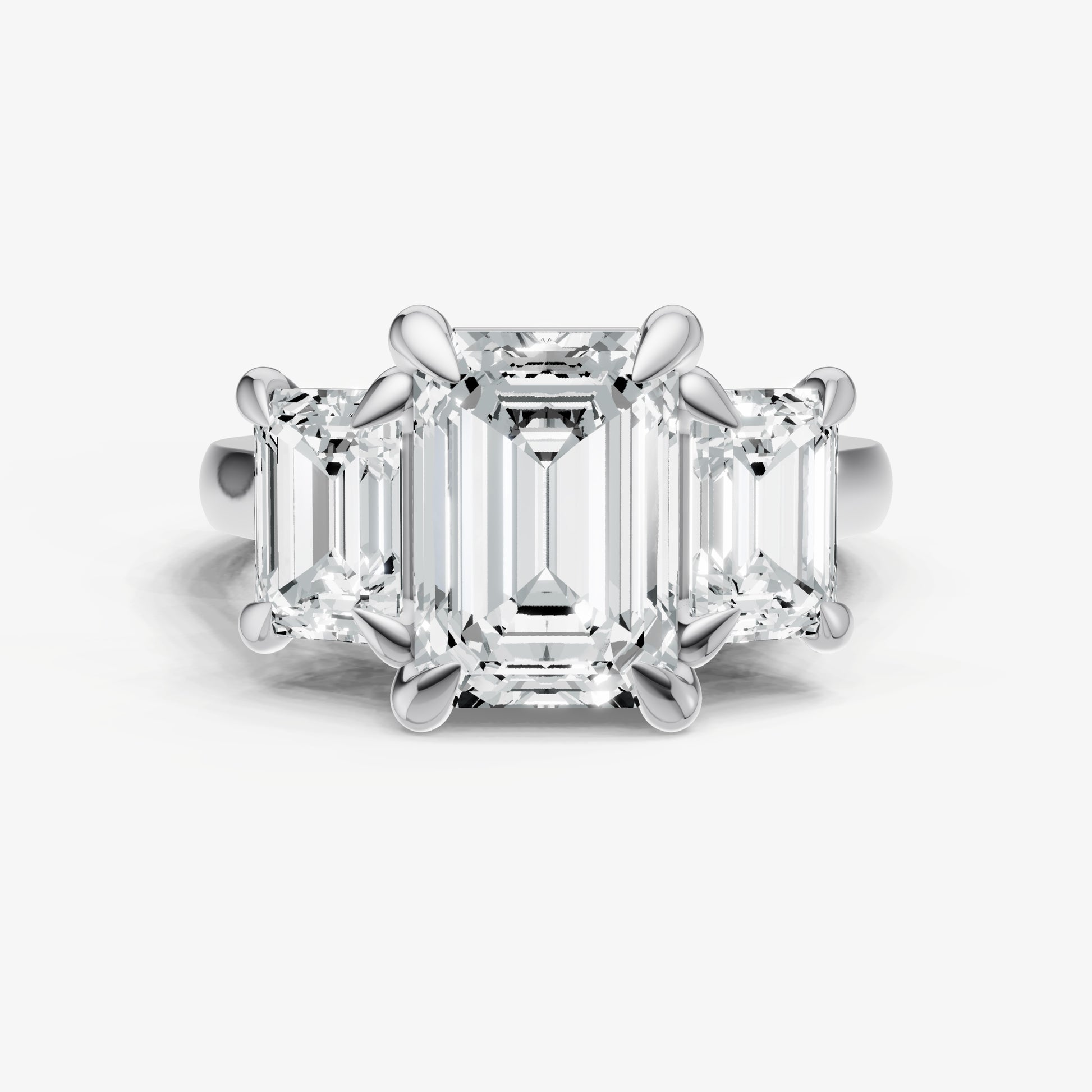 Emerald Trellis Three-Stone Engagement Ring with 0.80ct Side Stones
