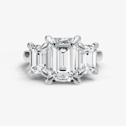 Emerald Trellis Three-Stone Engagement Ring with 0.80ct Side Stones