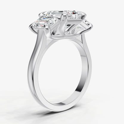 Emerald Trellis Three-Stone Engagement Ring with 0.80ct Side Stones