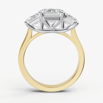 Emerald Trellis Three-Stone Engagement Ring with 0.80ct Side Stones