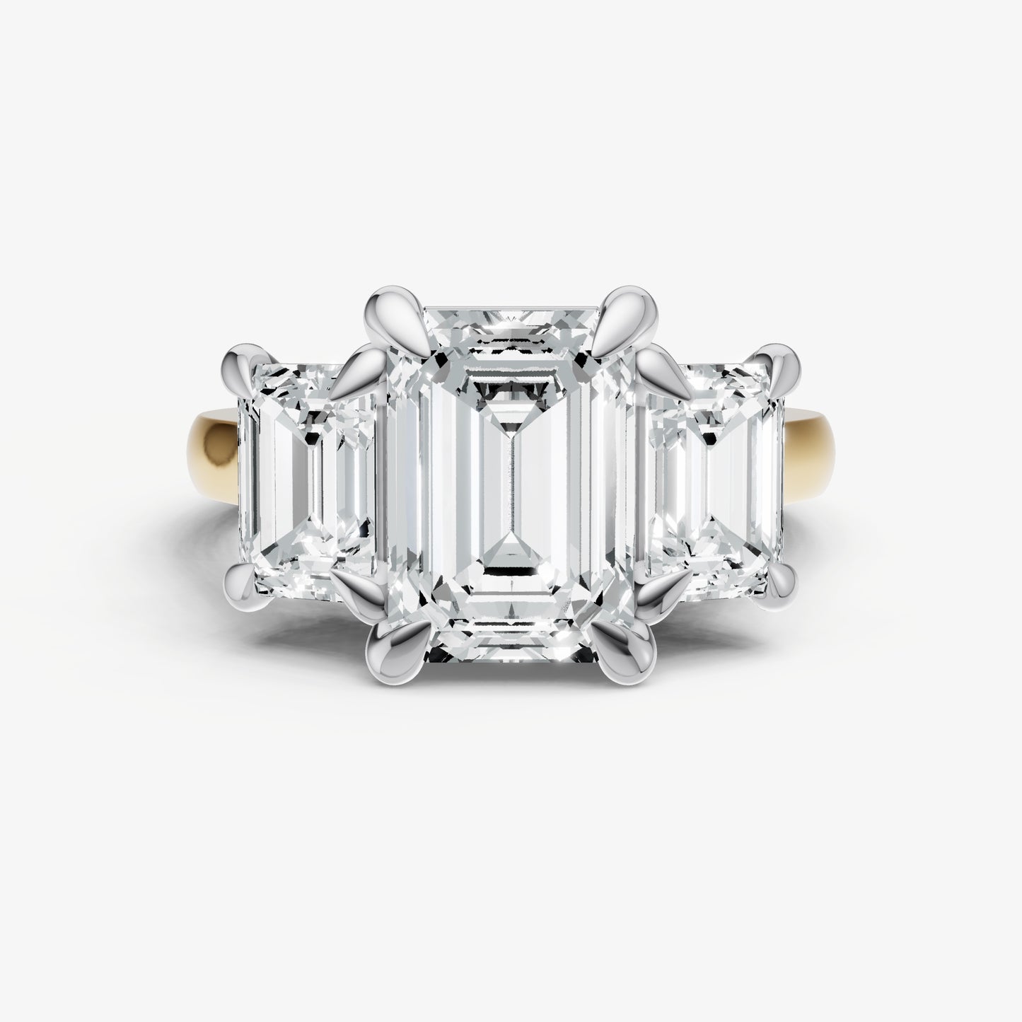 Emerald Trellis Three-Stone Engagement Ring with 0.80ct Side Stones