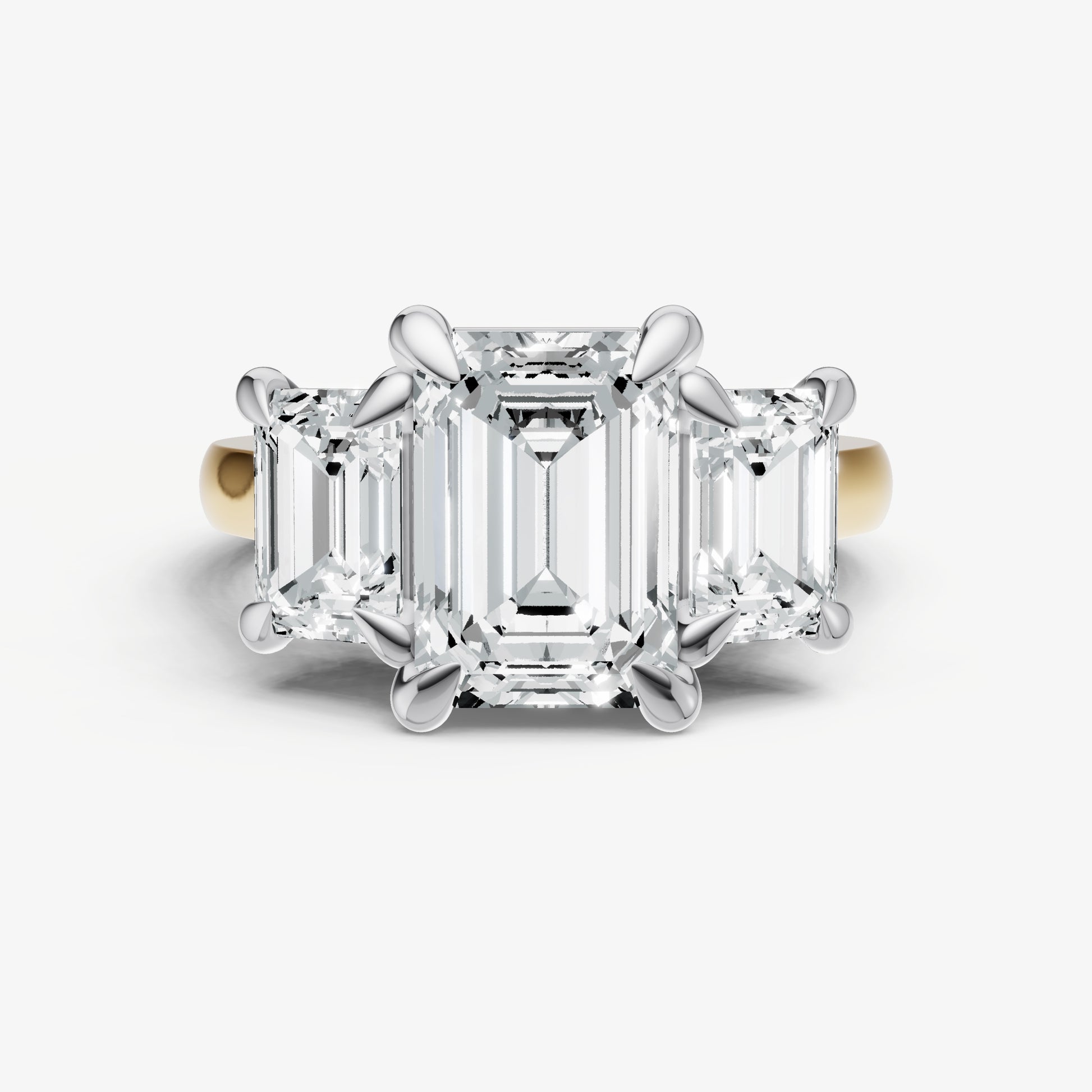 Emerald Trellis Three-Stone Engagement Ring with 0.80ct Side Stones