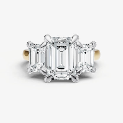 Emerald Trellis Three-Stone Engagement Ring with 0.80ct Side Stones