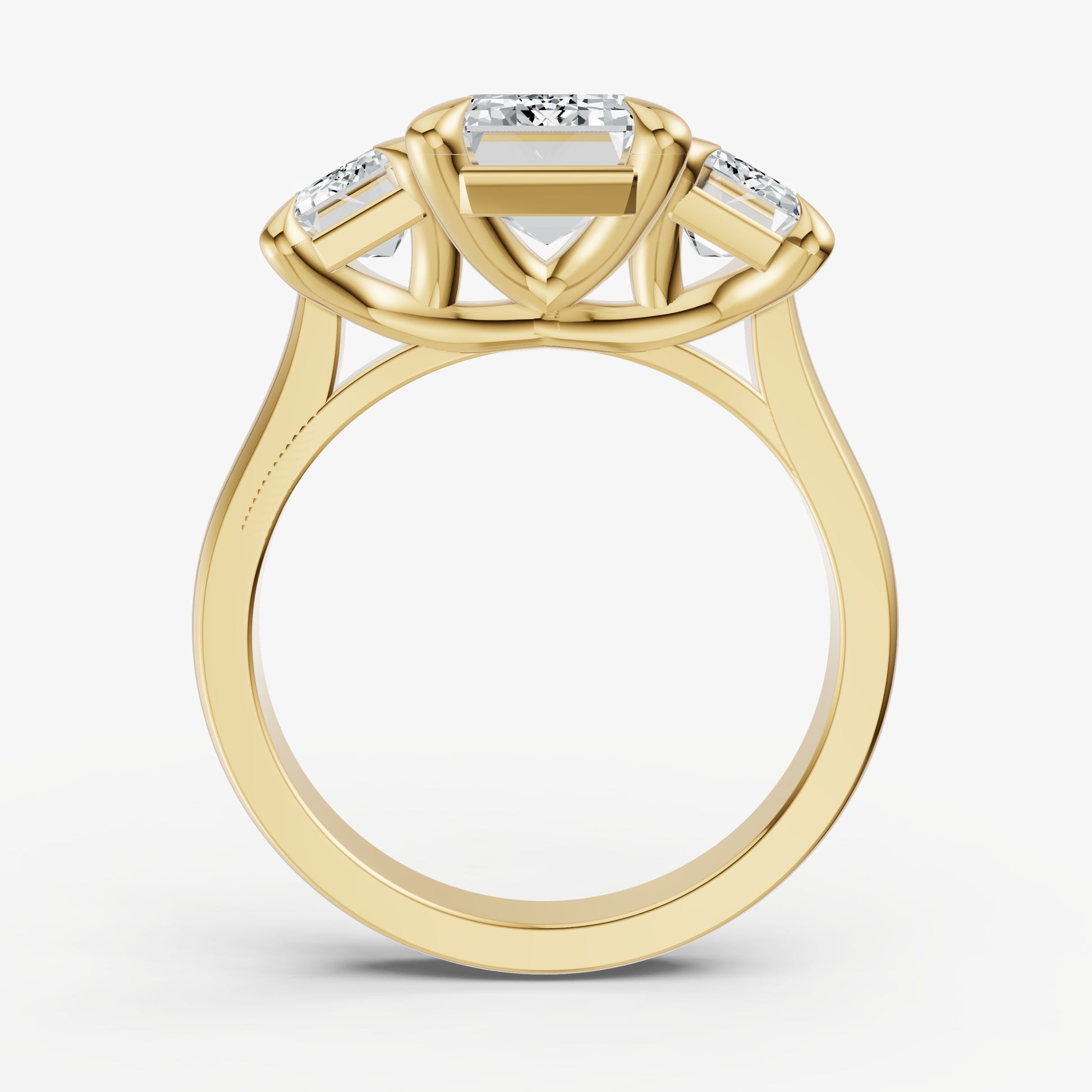Emerald Trellis Three-Stone Engagement Ring with 0.80ct Side Stones
