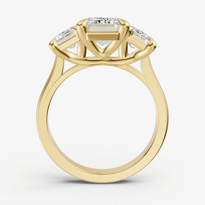 Emerald Trellis Three-Stone Engagement Ring with 0.80ct Side Stones
