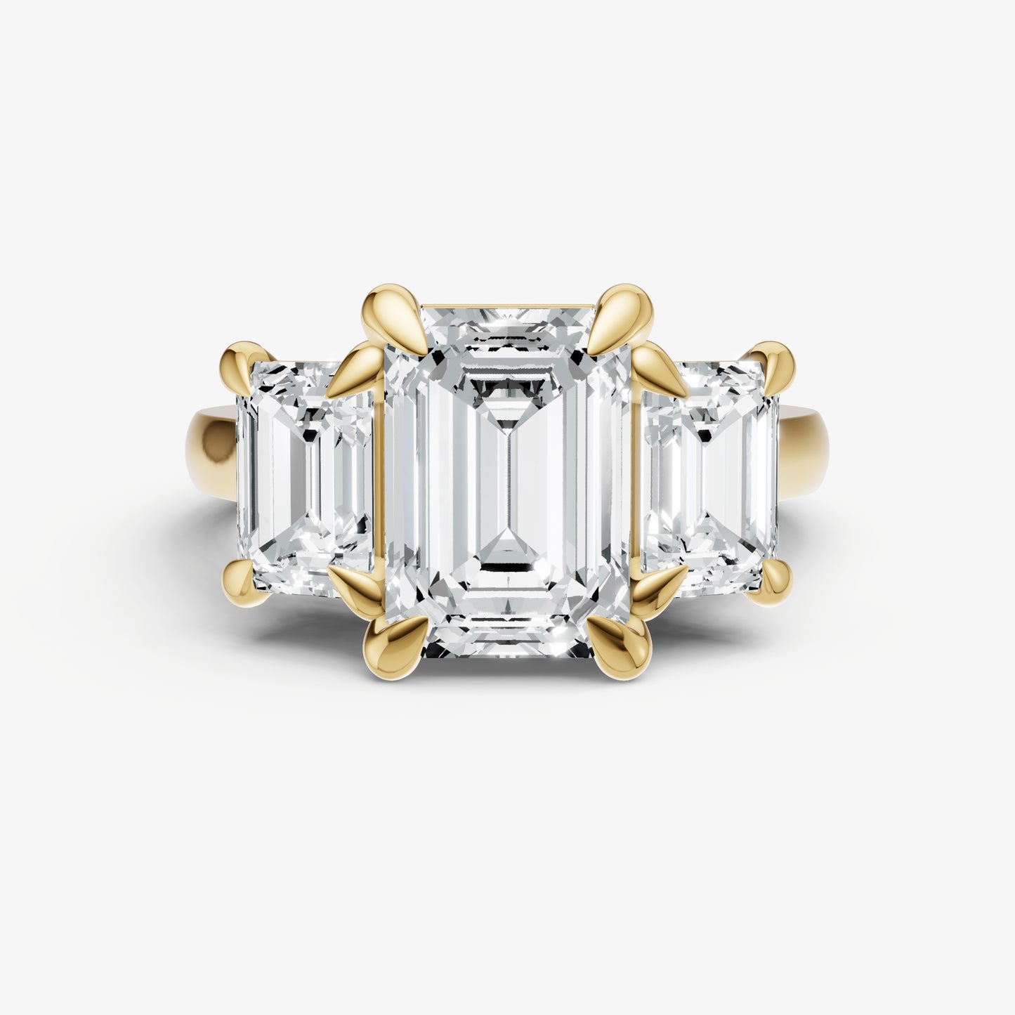 Emerald Trellis Three-Stone Engagement Ring with 0.80ct Side Stones