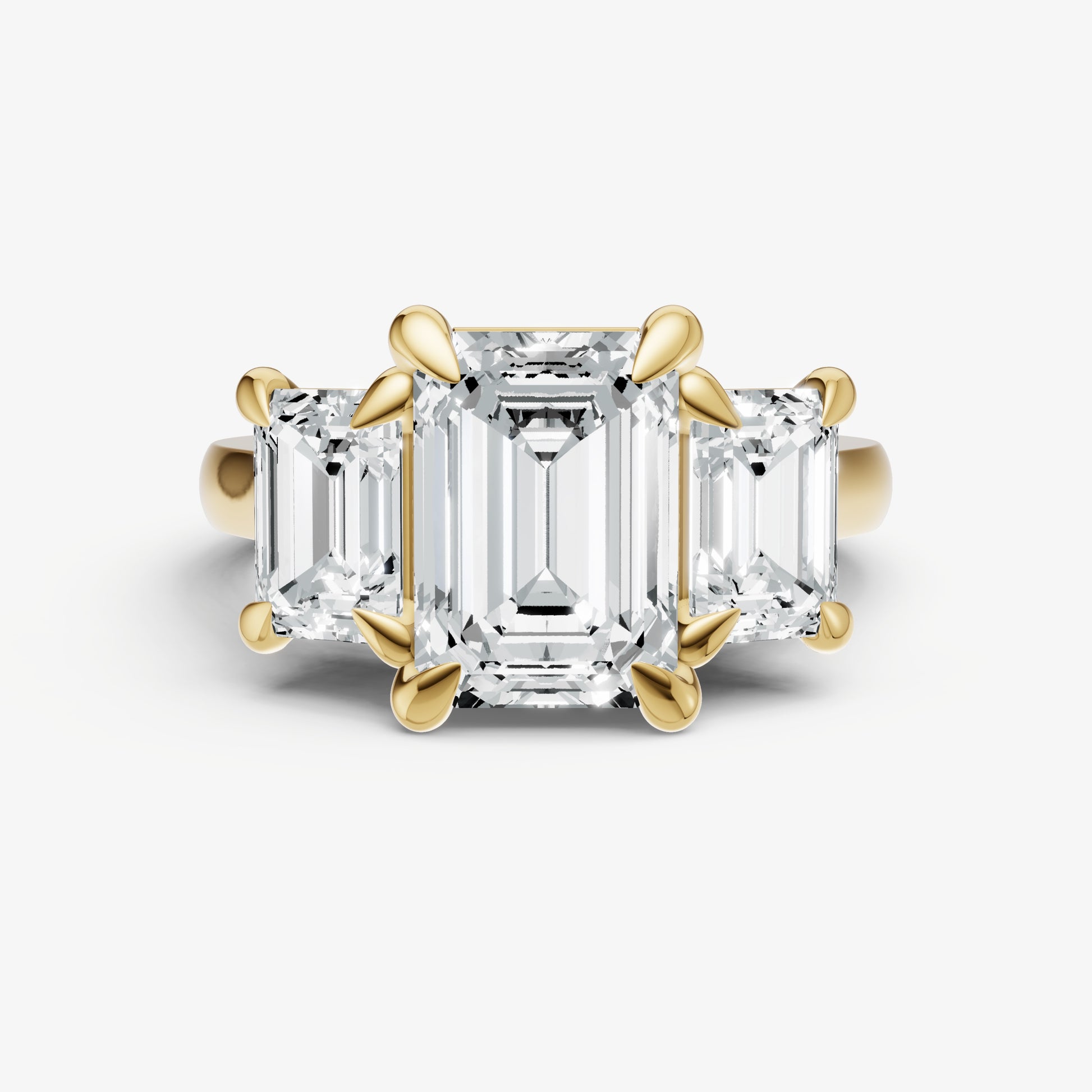 Emerald Trellis Three-Stone Engagement Ring with 0.80ct Side Stones