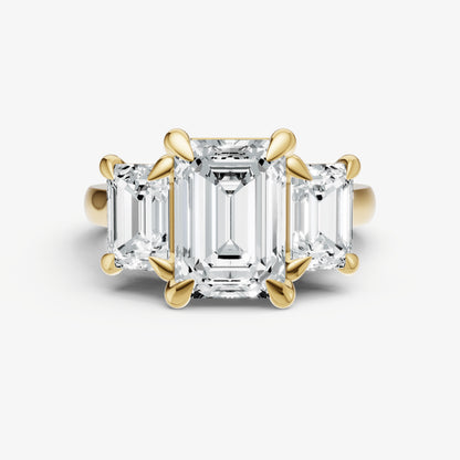 Emerald Trellis Three-Stone Engagement Ring with 0.80ct Side Stones
