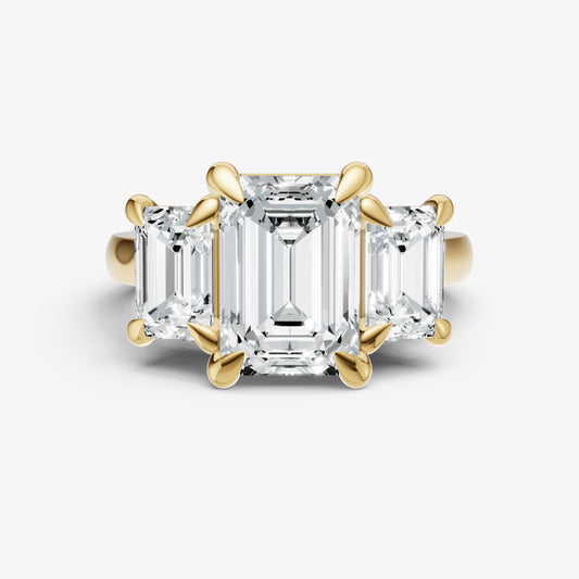 Emerald Trellis Three-Stone Engagement Ring with 0.80ct Side Stones