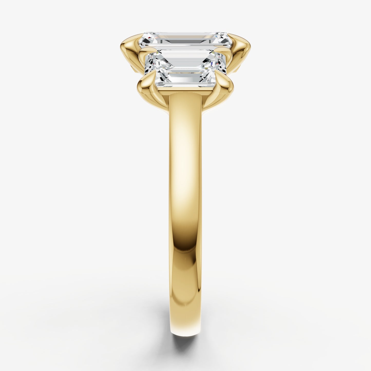 Emerald Trellis Three-Stone Engagement Ring with 0.80ct Side Stones