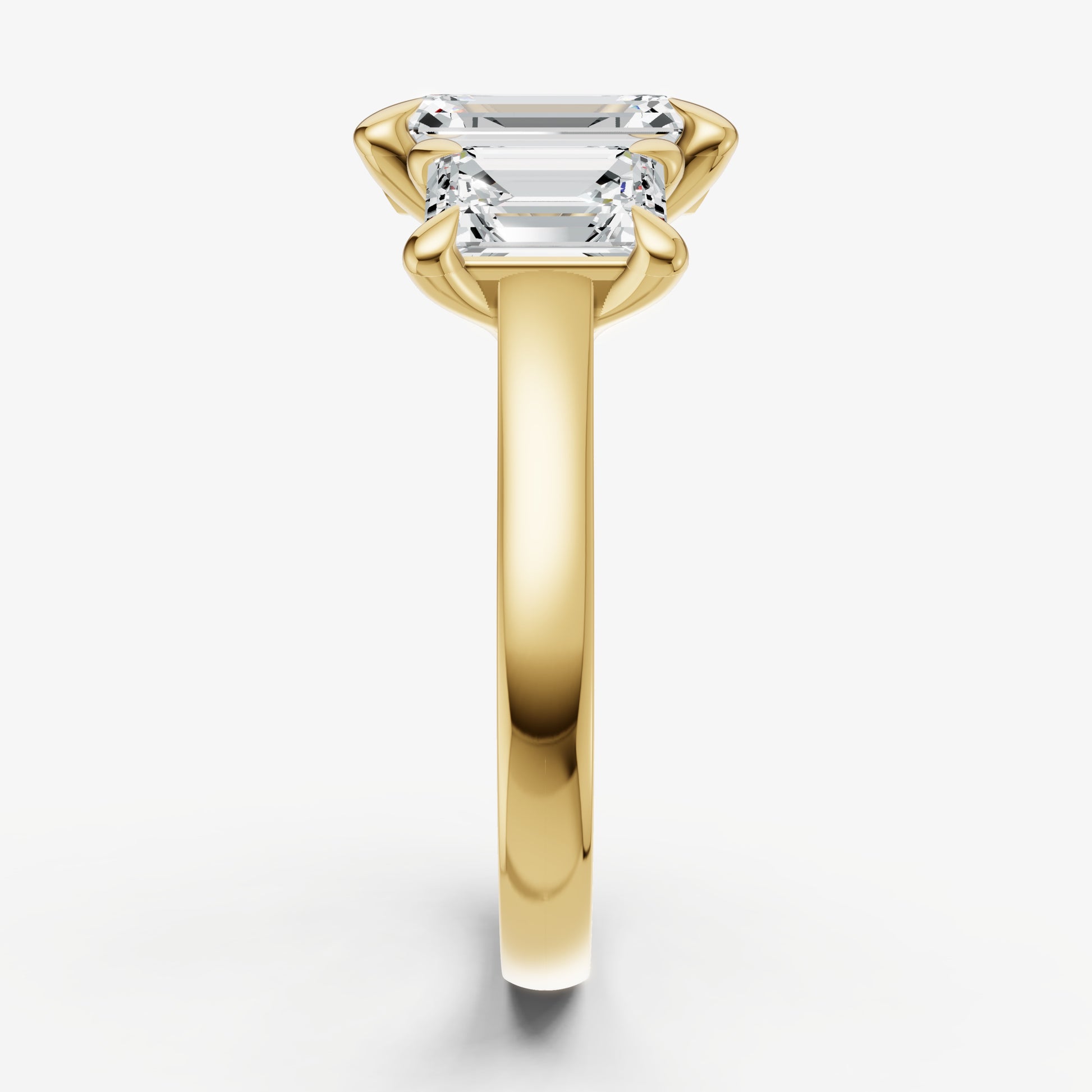 Emerald Trellis Three-Stone Engagement Ring with 0.80ct Side Stones