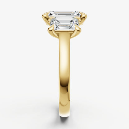 Emerald Trellis Three-Stone Engagement Ring with 0.80ct Side Stones
