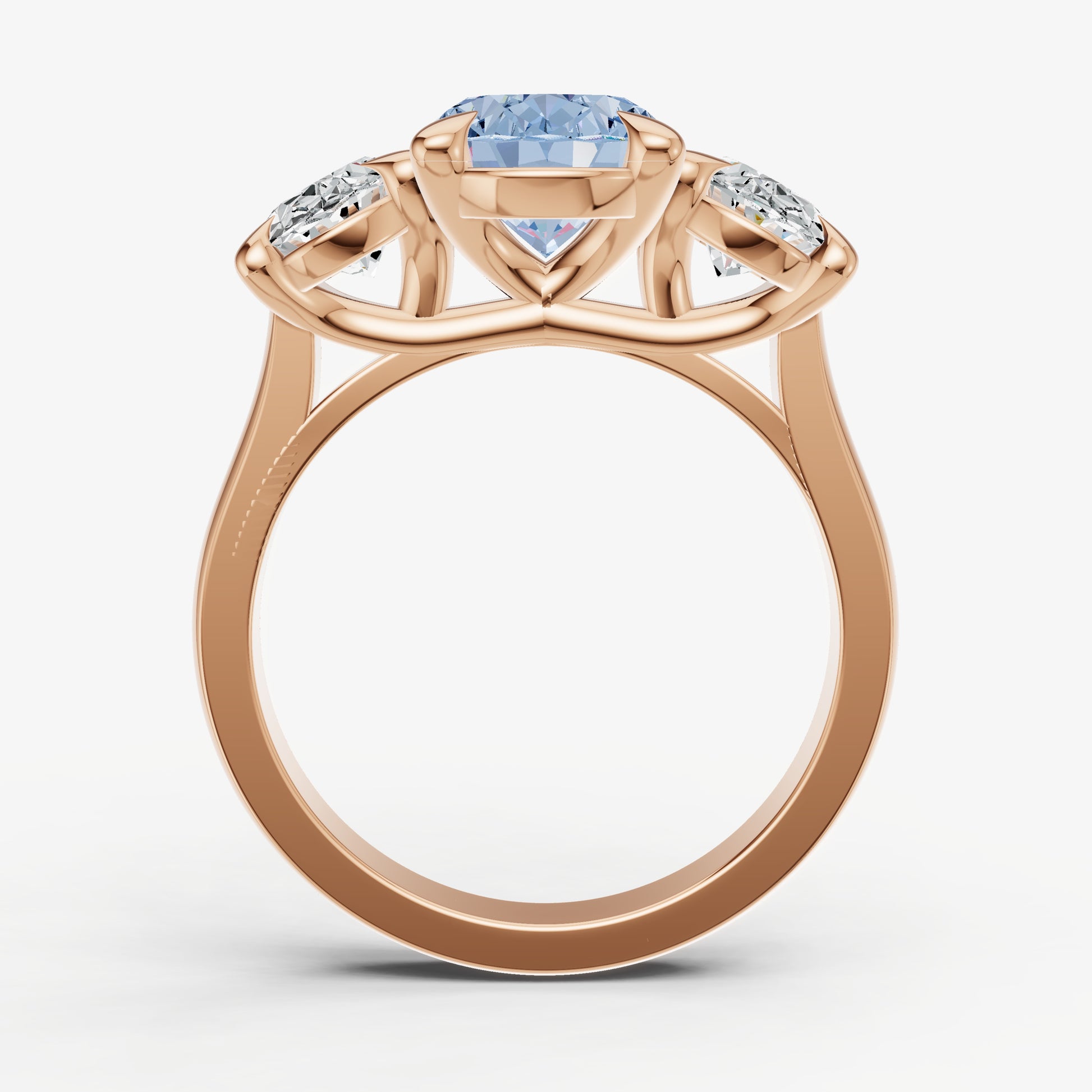 Aquamarine Oval Trellis Gemstone Engagement Ring