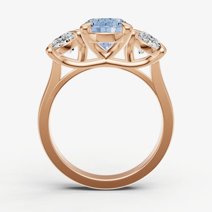 Aquamarine Oval Trellis Gemstone Engagement Ring