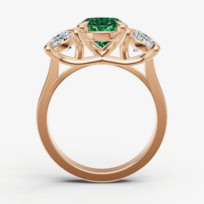 Emerald Oval Trellis Gemstone Engagement Ring