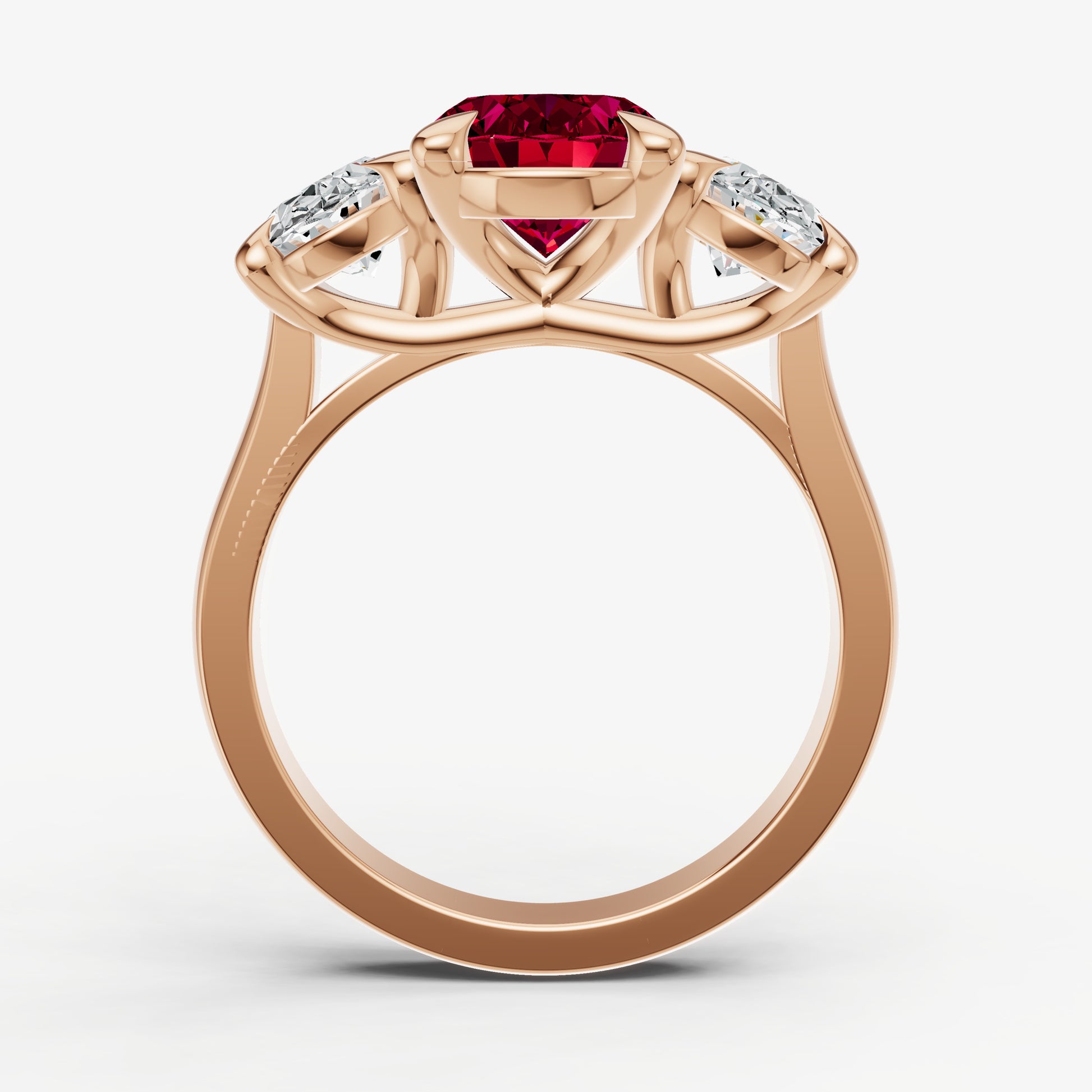 Ruby Oval Trellis Gemstone Engagement Ring