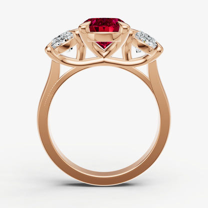 Ruby Oval Trellis Gemstone Engagement Ring