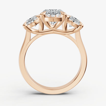 Oval Trellis Three-Stone Engagement Ring with 0.80ct Side Stones