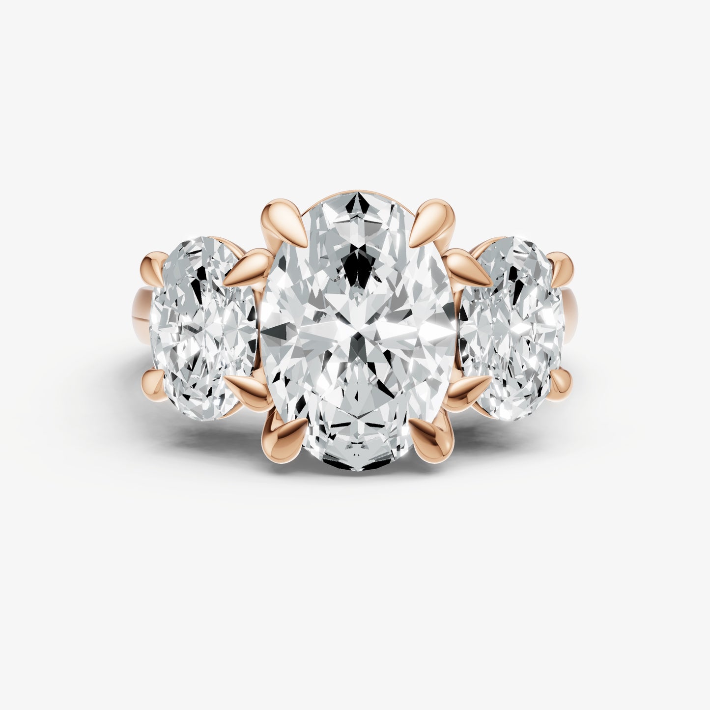 Oval Trellis Three-Stone Engagement Ring with 0.80ct Side Stones