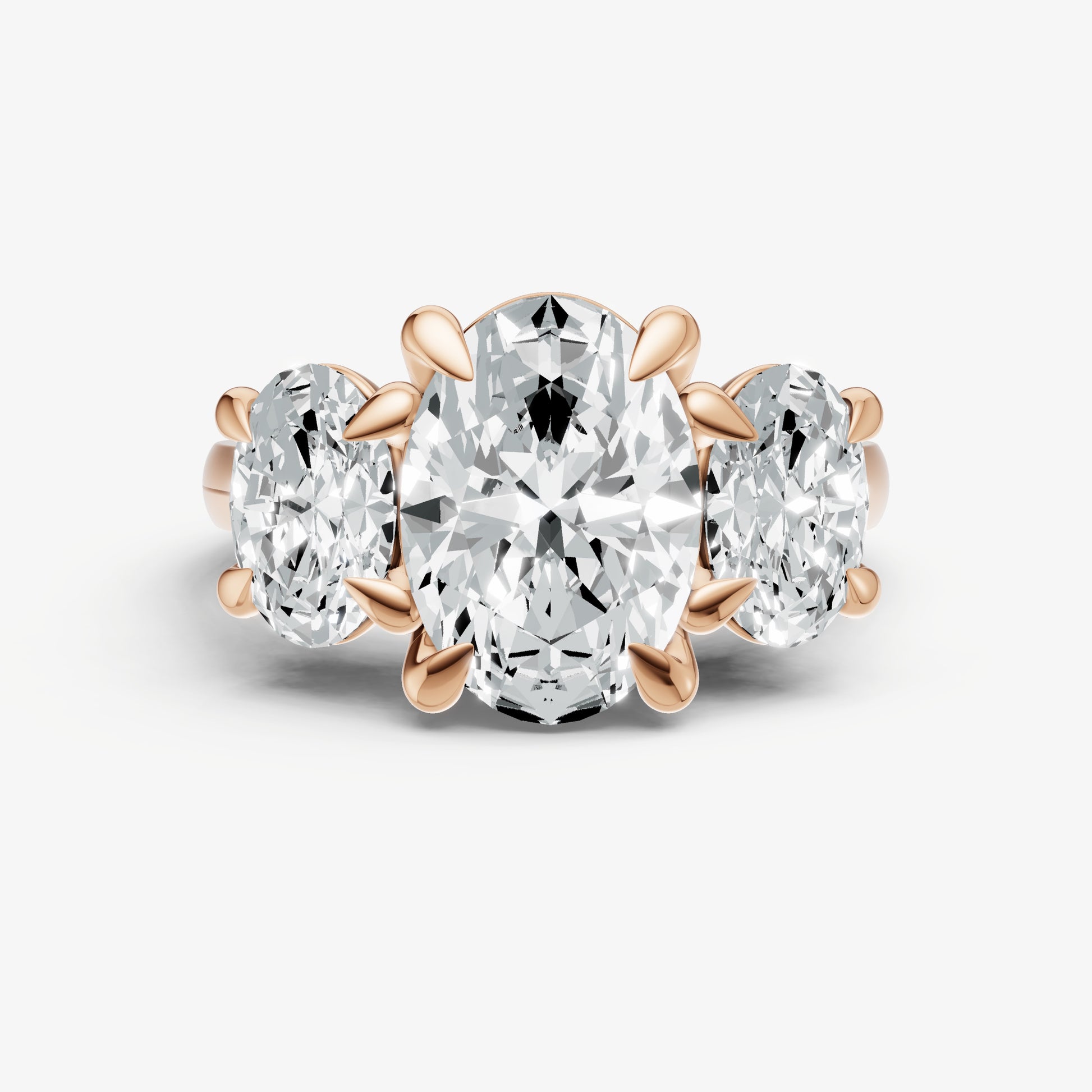 Oval Trellis Three-Stone Engagement Ring with 0.80ct Side Stones