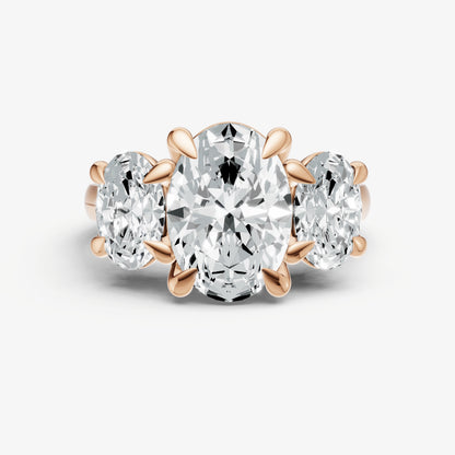Oval Trellis Three-Stone Engagement Ring with 0.80ct Side Stones