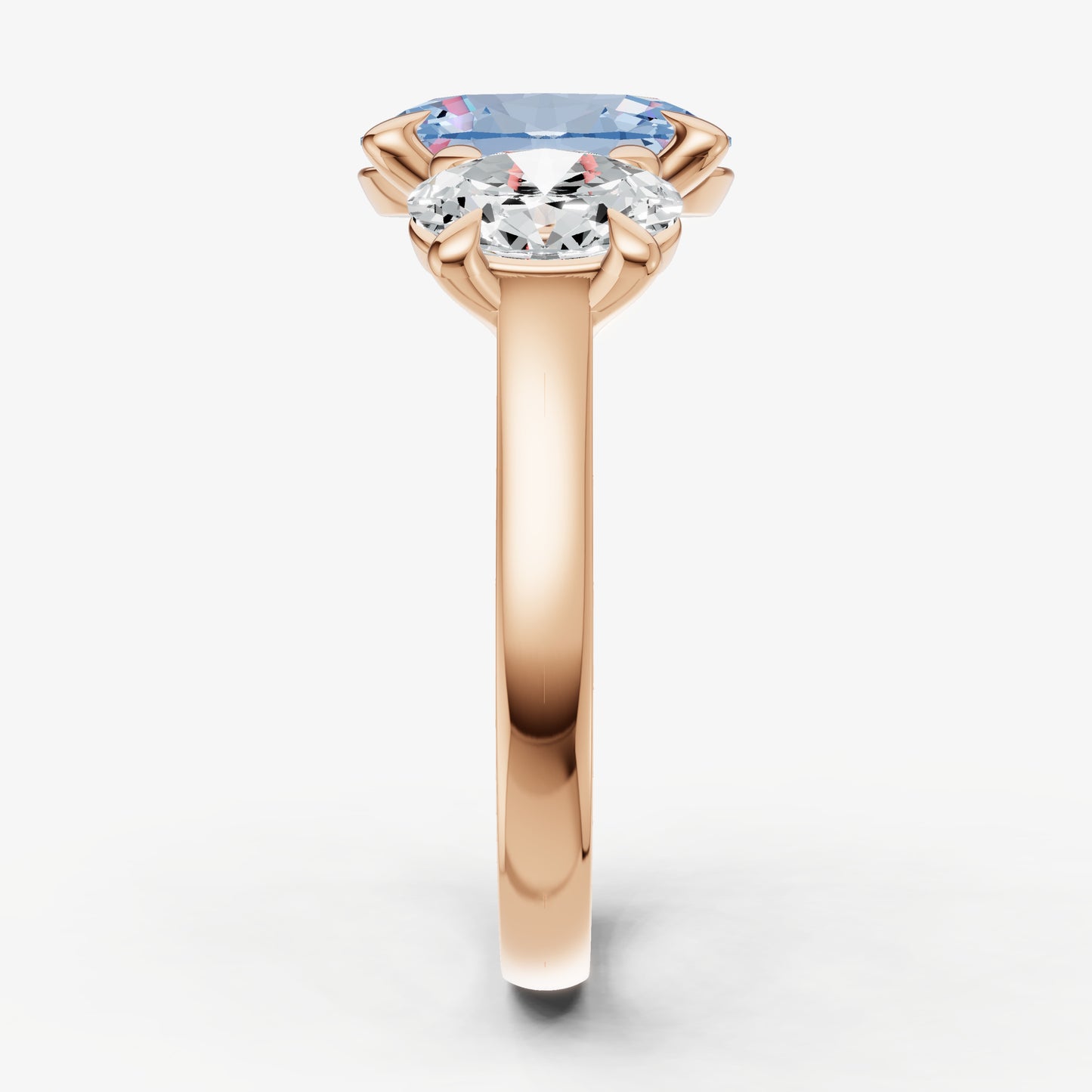 Aquamarine Oval Trellis Gemstone Engagement Ring