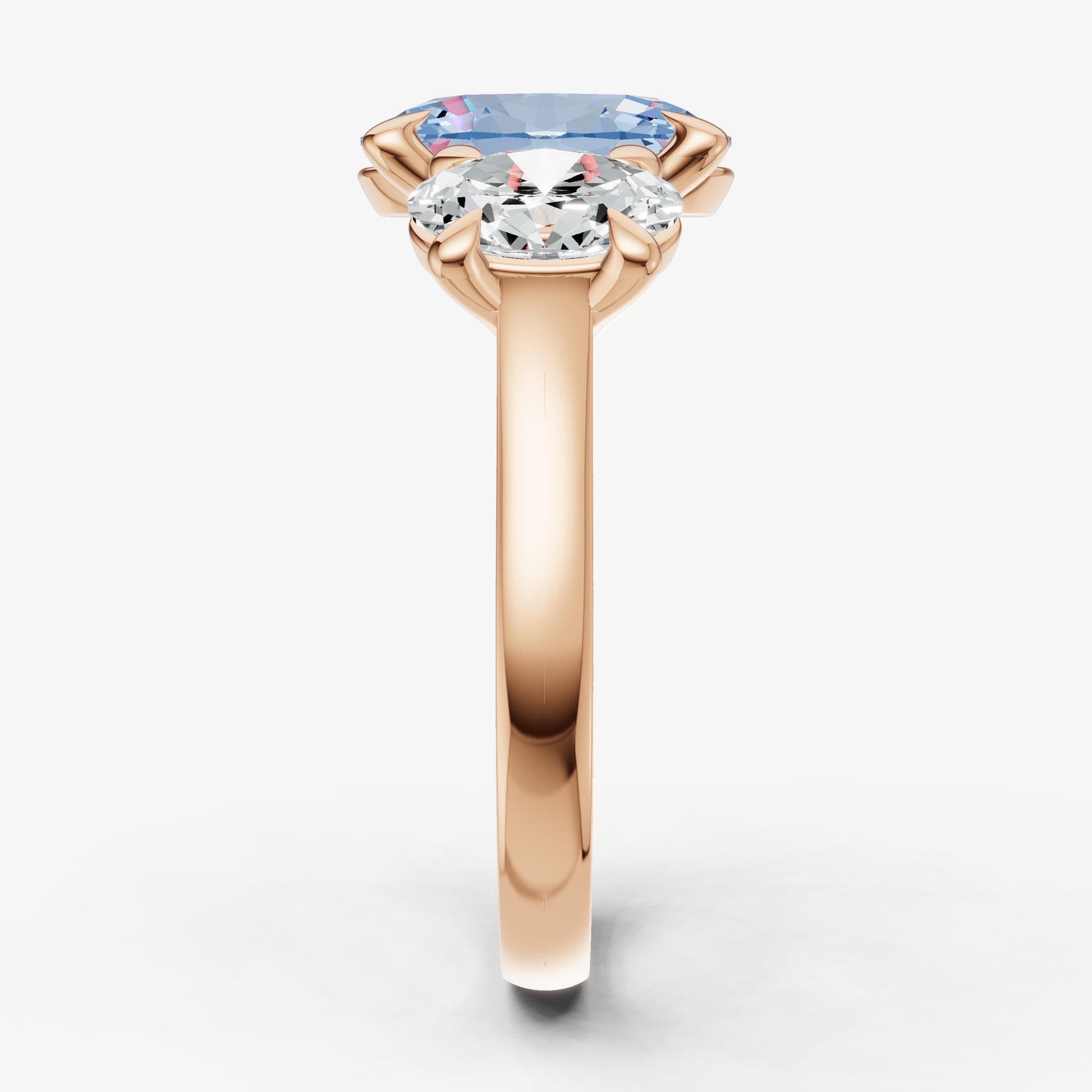 Aquamarine Oval Trellis Gemstone Engagement Ring