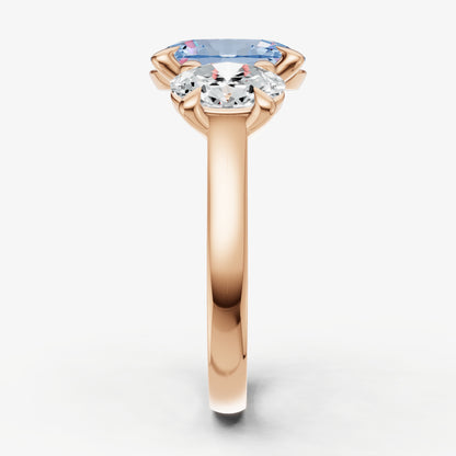 Aquamarine Oval Trellis Gemstone Engagement Ring