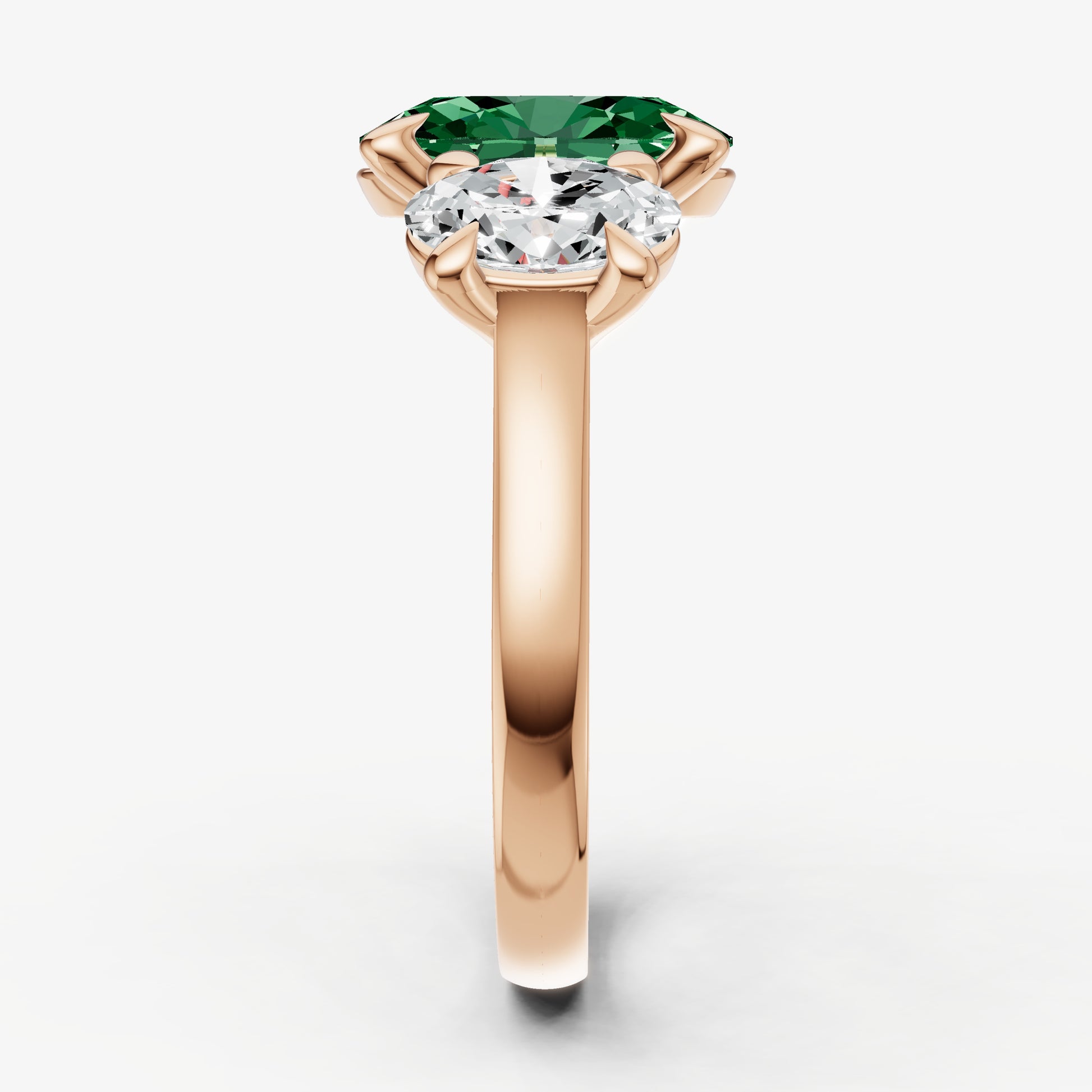Emerald Oval Trellis Gemstone Engagement Ring